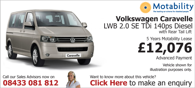 VW Caravelle LWB 2.0 SE TDi 140bhp Diesel Motability RTL